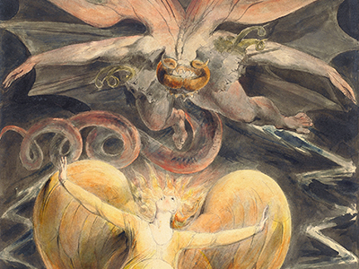 William Blake - The Great Red Dragon and the Woman Clothed with the Sun (c. 1805)